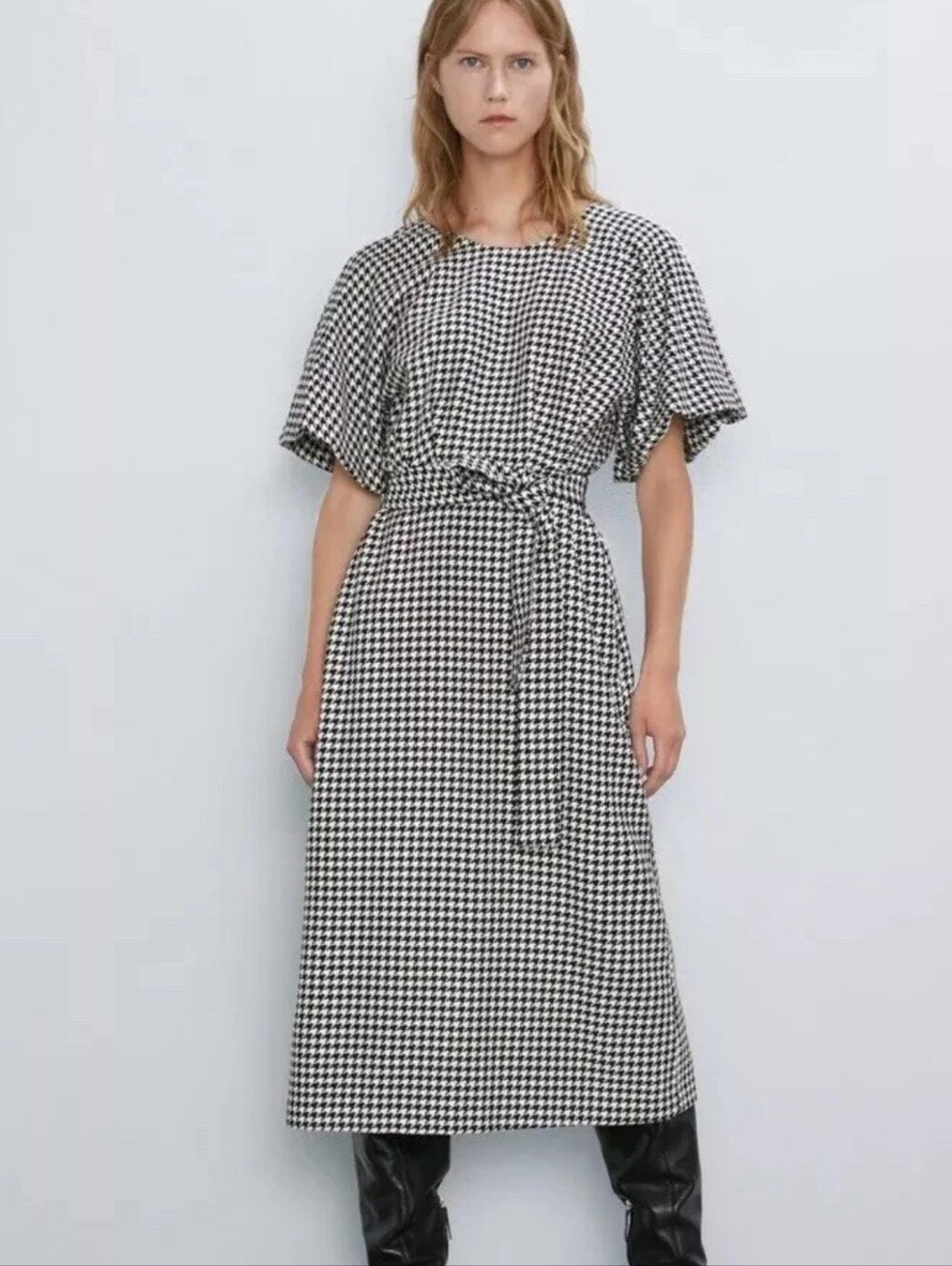 NWT Black and White Houndstooth Wrap Dress